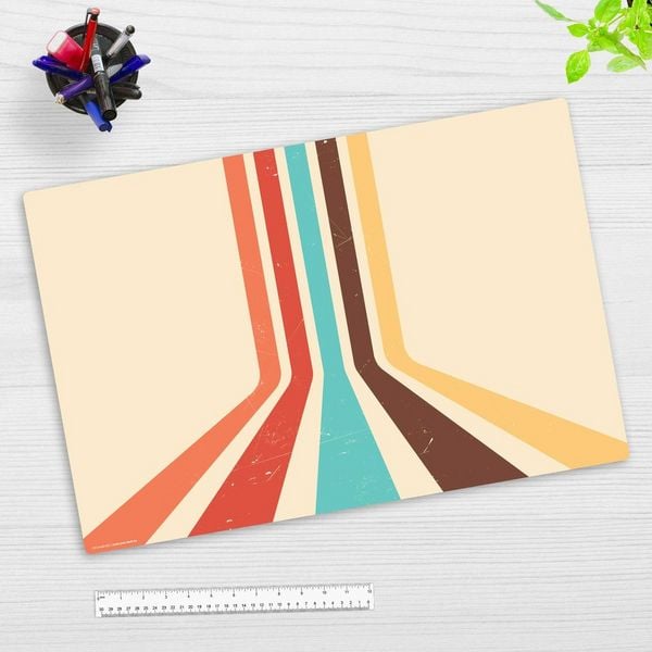 Produktbild: Cover-your-desk Schreibtischunterlage f&uuml;r Kinder und Erwachsene Retro Stripes Vintage, aus hochwertigem Vinyl, 60 x 40 cm