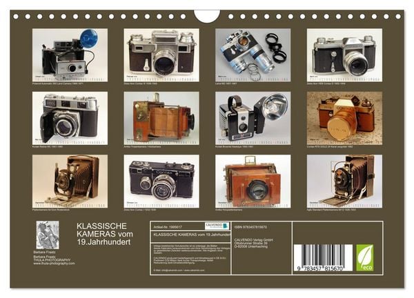 Produktbild: KLASSISCHE KAMERAS vom 19.Jahrhundert (Wandkalender 2026 DIN A4 quer), CALVENDO Monatskalender