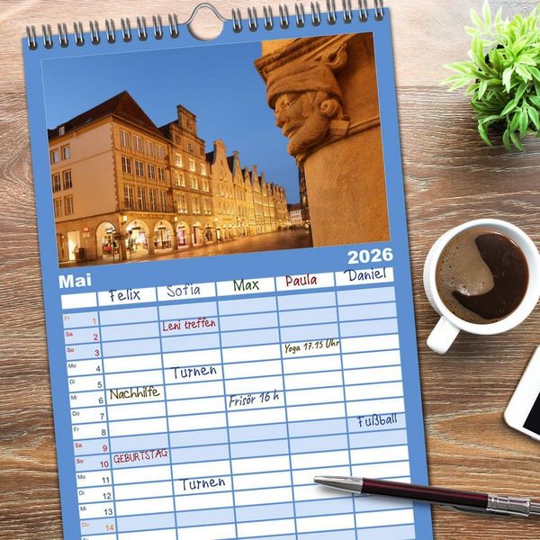 Produktbild: Familienplaner 2026 - Magisches M&uuml;nster mit 5 Spalten (Wandkalender, 21 x 45 cm) CALVENDO