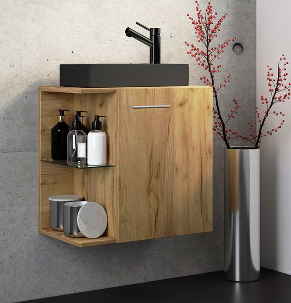 Produktbild: 2-tlg Waschtisch Hausa Toilette schmal Schwarz