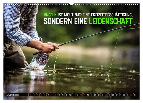 Produktbild: Angeln - Impressionen mit coolen Spr&uuml;chen (Wandkalender 2026 DIN A2 quer), CALVENDO Monatskalender