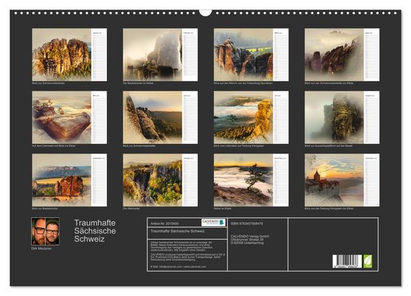 Produktbild: Traumhafte S&auml;chsische Schweiz (Wandkalender 2026 DIN A2 quer), CALVENDO Monatskalender