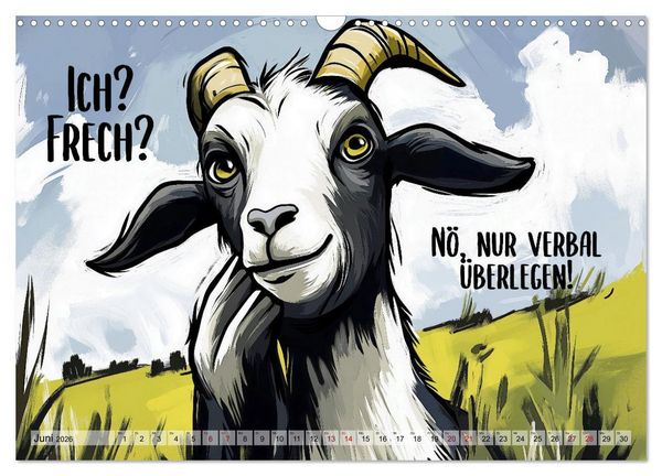 Produktbild: Ziegen, s&uuml;&szlig; aber psycho (Wandkalender 2026 DIN A3 quer), CALVENDO Monatskalender