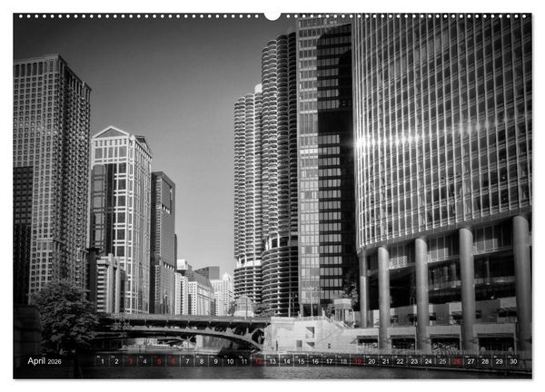 Produktbild: CHICAGO Monochrom (Wandkalender 2026 DIN A2 quer), CALVENDO Monatskalender