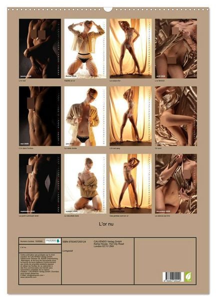 Produktbild: L'or nu (Calendrier mural 2026 DIN A2 horizontal), CALVENDO calendrier mensuel
