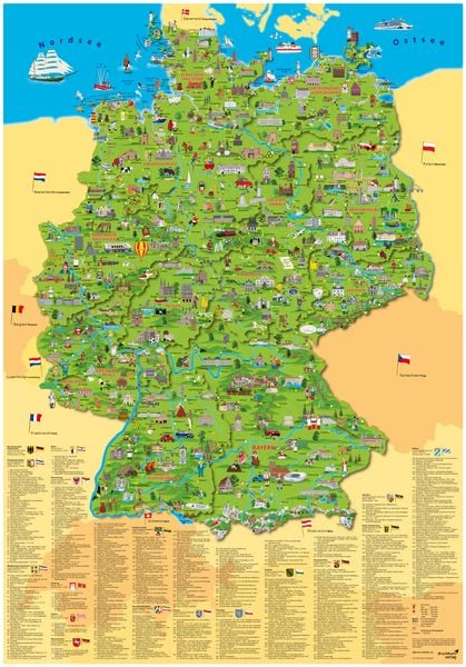 Illustrierte Deutschlandkarte, Buch von Doris Schönhoff,Dirk Krüger, Druckbunt Verlag GmbH, 978-3-9816301-9-0
