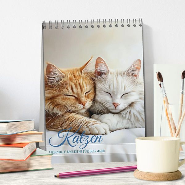Produktbild: Katzen (Tischkalender 2026 DIN A5 hoch), CALVENDO Monatskalender