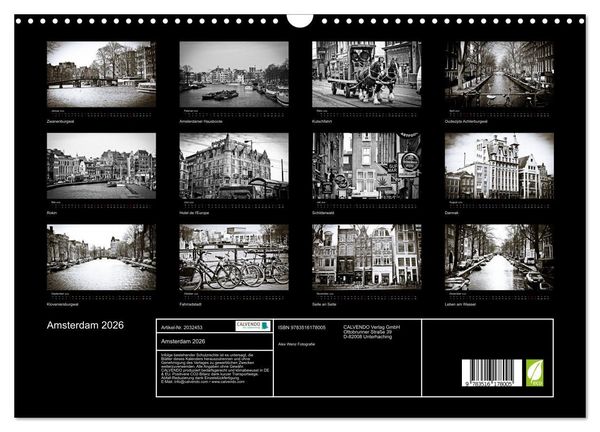 Produktbild: Amsterdam 2026 (Wandkalender 2026 DIN A3 quer), CALVENDO Monatskalender