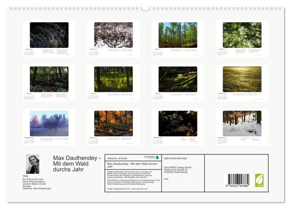 Produktbild: Max Dauthendey - Mit dem Wald durchs Jahr (hochwertiger Premium Wandkalender 2026 DIN A2 quer), Kunstdruck in Hochglanz