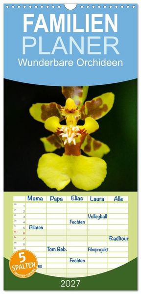 Produktbild: Familienplaner 2027 - Wunderbare Orchideen mit 5 Spalten (Wandkalender, 21 x 45 cm) CALVENDO