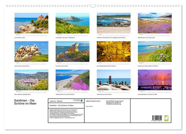 Produktbild: Sardinien - Die Sch&ouml;ne im Meer (Wandkalender 2026 DIN A2 quer), CALVENDO Monatskalender