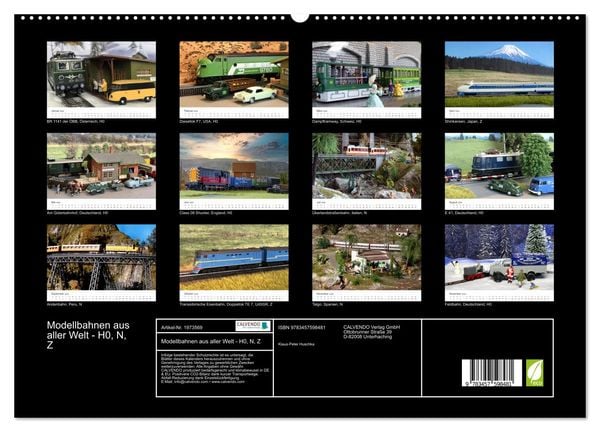 Produktbild: Modellbahnen aus aller Welt - H0, N, Z (Wandkalender 2026 DIN A2 quer), CALVENDO Monatskalender