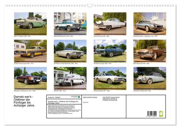 Produktbild: Damals war's - Oldtimer der F&uuml;nfziger bis Achtziger Jahre (Wandkalender 2026 DIN A2 quer), CALVENDO Monatskalender