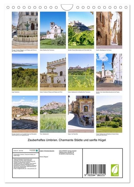 Produktbild: Zauberhaftes Umbrien. Charmante St&auml;dte und sanfte H&uuml;gel (Wandkalender 2027 DIN A4 hoch), CALVENDO Monatskalender