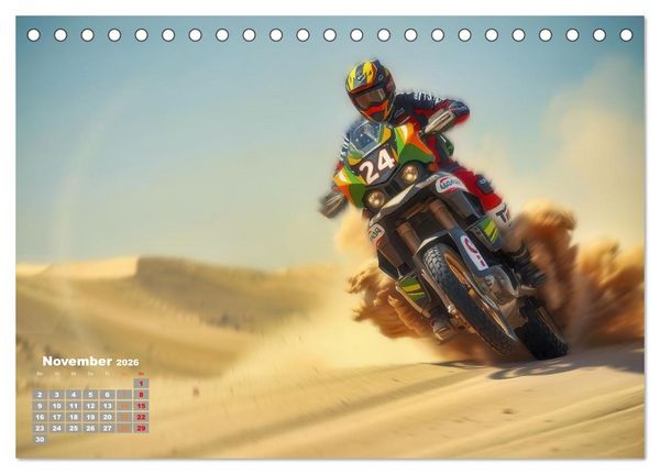 Produktbild: W&uuml;stenrallye Dakar Motorrad (Tischkalender 2026 DIN A5 quer), CALVENDO Monatskalender