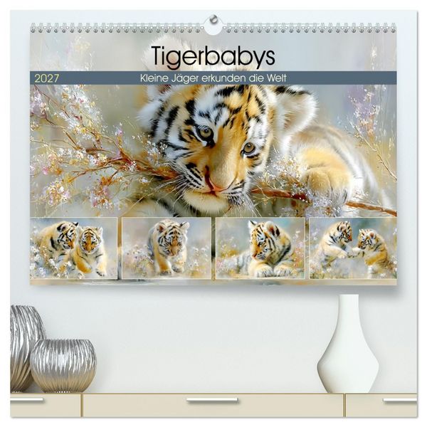 Produktbild: Tigerbabys. Kleine J&auml;ger erkunden die Welt (hochwertiger Premium Wandkalender 2027 DIN A2 quer), Kunstdruck in Hochglanz