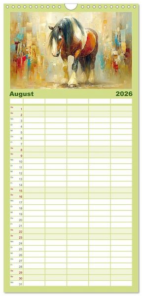 Produktbild: Familienplaner 2026 - Im Glanz der Pferde. Edle Sch&ouml;nheiten in moderner &Ouml;loptik mit 5 Spalten (Wandkalender, 21 x 45 cm) CALVENDO