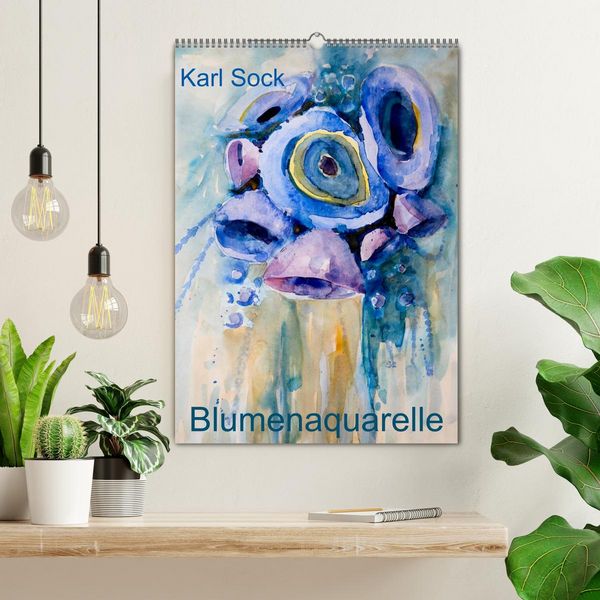Produktbild: Karl Sock Blumenaquarelle (Wandkalender 2026 DIN A2 hoch), CALVENDO Monatskalender