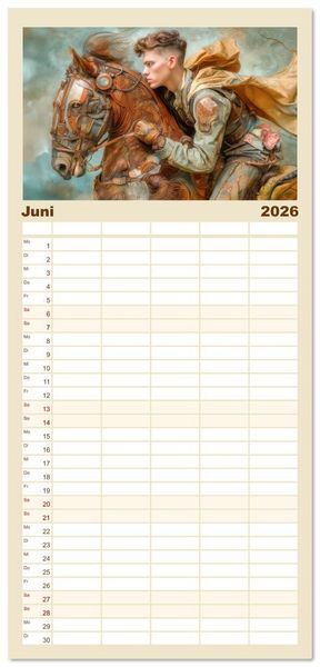 Produktbild: Familienplaner 2026 - Dieselpunk - Portraits von Menschen und Tieren mit 5 Spalten (Wandkalender, 21 x 45 cm) CALVENDO