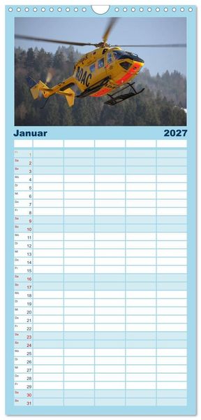 Produktbild: Familienplaner 2027 - Helikopter in der Luft mit 5 Spalten (Wandkalender, 21 x 45 cm) CALVENDO