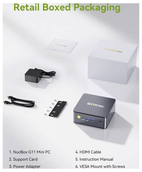 Produktbild: GMKtec Mini PC G11 AMD Ryzen&trade; Embedded R2514 16+256GB AMD Ryzen Embedded R2514 3.7GHz 16GB RAM 256GB SSD AMD Radeon Graphics Win