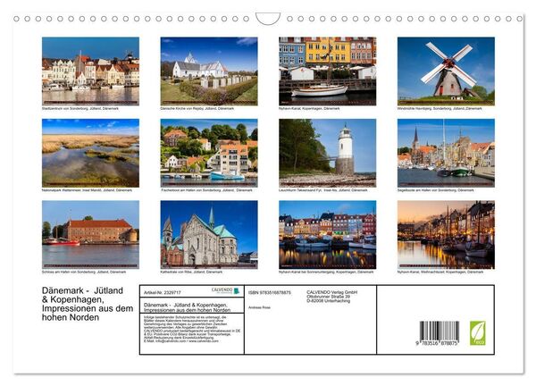 Produktbild: D&auml;nemark - J&uuml;tland & Kopenhagen, Impressionen aus dem hohen Norden (Wandkalender 2027 DIN A3 quer), CALVENDO Monatskalender