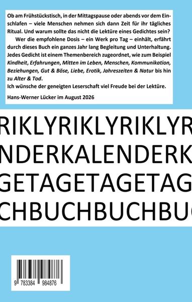 Produktbild: LYRIK KALENDER TAGE BUCH