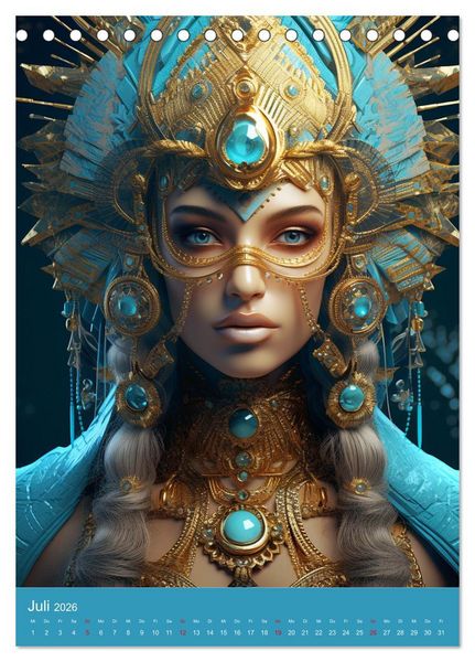 Produktbild: Antike Priesterinnen. Kunstvolle Fantasy-Portraits (Tischkalender 2026 DIN A5 hoch), CALVENDO Monatskalender