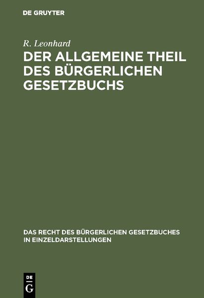 Produktbild: Der allgemeine Theil des b&uuml;rgerlichen Gesetzbuchs