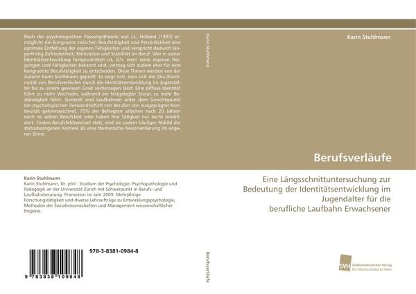 Berufsverläufe, Taschenbuch von Karin Stuhlmann, Südwestdeutscher Verlag für Hochschulschriften, 9783838109848