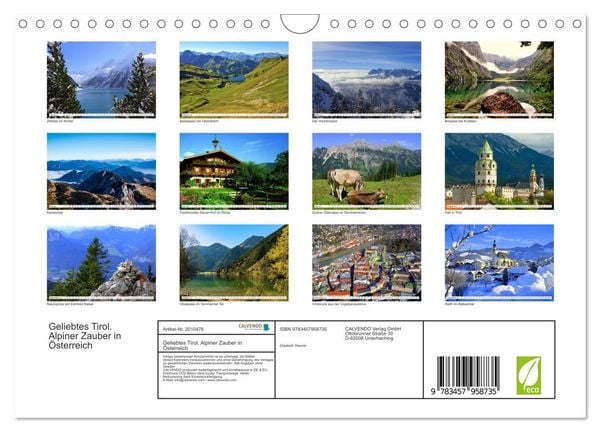 Produktbild: Geliebtes Tirol. Alpiner Zauber in &Ouml;sterreich (Wandkalender 2026 DIN A4 quer), CALVENDO Monatskalender