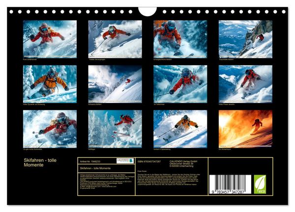 Produktbild: Skifahren - tolle Momente (Wandkalender 2026 DIN A4 quer), CALVENDO Monatskalender