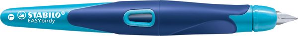 Produktbild: STABILO Ergonomischer Schulf&uuml;ller f&uuml;r Linksh&auml;nder mit Anf&auml;nger-Feder A -   EASYbirdy in mitternachtsblau/azur - Einzelstift - inklusive Patrone