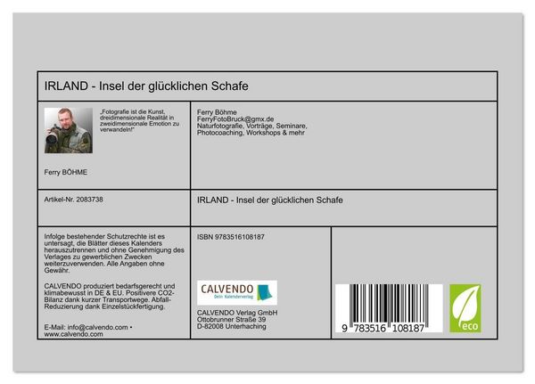Produktbild: IRLAND - Insel der gl&uuml;cklichen Schafe (Tischkalender 2026 DIN A5 quer), CALVENDO Monatskalender