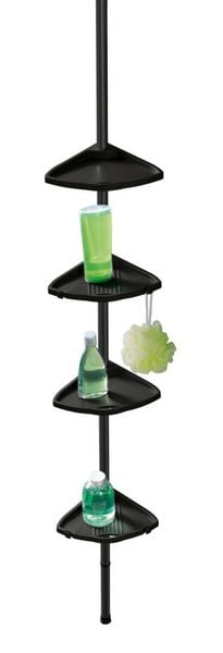 Produktbild: Duschecke Mod. Compact, schwarz, Aluminium, 26x78-275x19,5 cm, 4 Ablagen, 8 Haken, teleskopisch