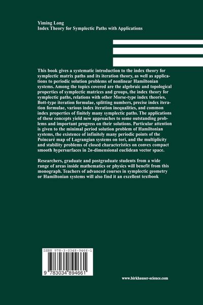 Produktbild: Index Theory for Symplectic Paths with Applications