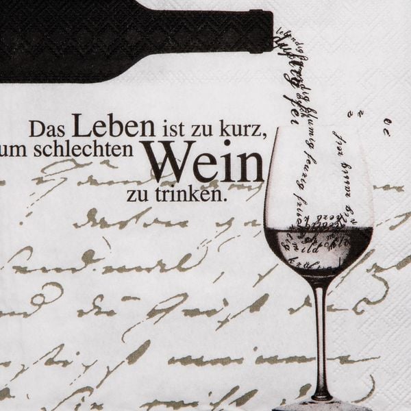 Produktbild: R&auml;der Vino Serviette "Das Leben ist zu kurz, um schlechten Wein zu trinken."