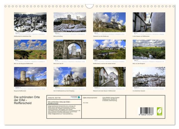 Produktbild: Die sch&ouml;nsten Orte der Eifel - Reifferscheid (Wandkalender 2026 DIN A3 quer), CALVENDO Monatskalender