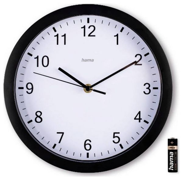 Produktbild: Hama 00185865 Quarz Wanduhr 25cm x 250mm x 250mm x 40mm Schwarz