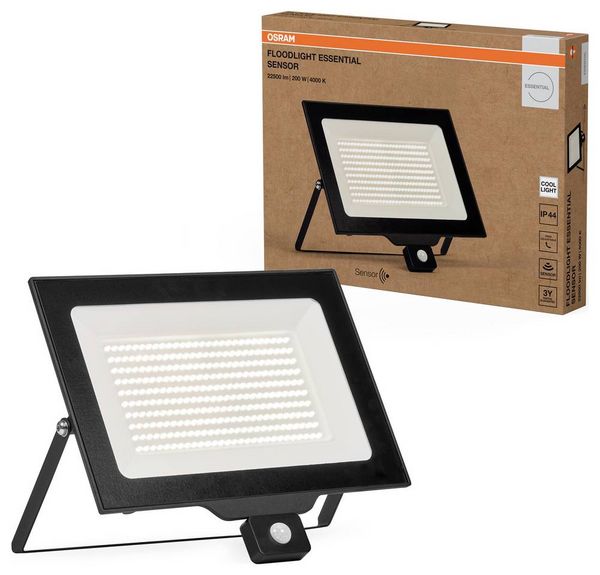 Produktbild: OSRAM HOMELIGHTING Floodlight Essential Sensor 200W 4000K 4099854430015 LED-Au&szlig;enstrahler mit Bewegungsmelder 200.00 W Leuchtfarben: Kaltwei&szlig;