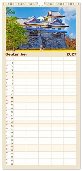 Produktbild: Familienplaner 2027 - Unterwegs in Japan mit 5 Spalten (Wandkalender, 21 x 45 cm) CALVENDO
