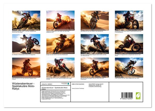 Produktbild: W&uuml;stenabenteuer - Spektakul&auml;re Moto-Rallys (Wandkalender 2026 DIN A3 quer), CALVENDO Monatskalender