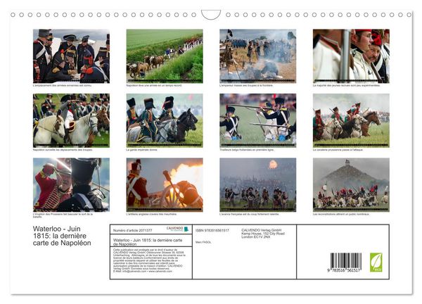 Produktbild: Waterloo - Juin 1815: la derni&egrave;re carte de Napol&eacute;on (Calendrier mural 2026 DIN A3 vertical), CALVENDO calendrier mensuel