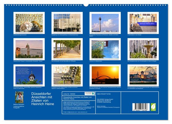 Produktbild: D&uuml;sseldorfer Ansichten mit Zitaten von Heinrich Heine (hochwertiger Premium Wandkalender 2026 DIN A2 quer), Kunstdruck in Hochglanz
