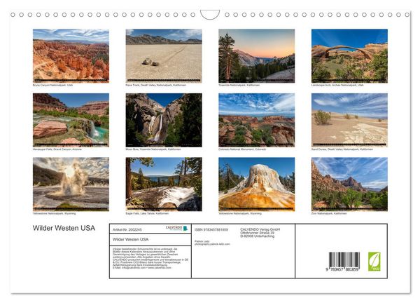 Produktbild: Wilder Westen USA (Wandkalender 2026 DIN A3 quer), CALVENDO Monatskalender
