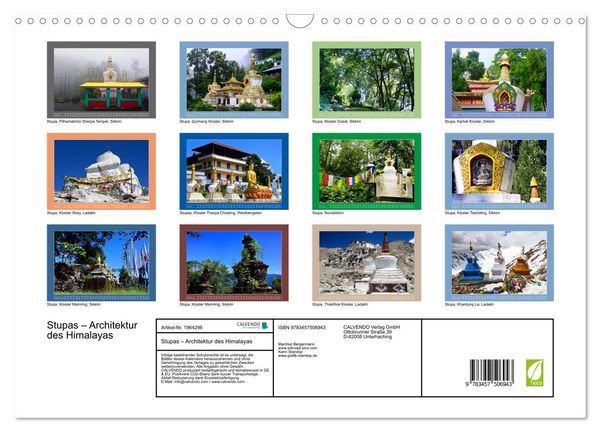 Produktbild: Stupas &ndash; Architektur des Himalayas (Wandkalender 2026 DIN A3 quer), CALVENDO Monatskalender
