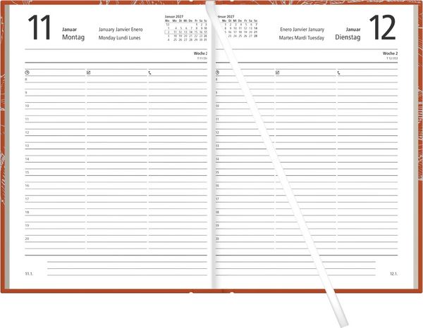 Produktbild: Buchkalender 1T/1S chestnut Blauer Engel 2027