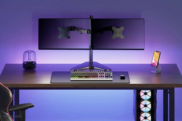 Produktbild: "Neomounts FPMA-D550DDBLACK Monitor-Tischhalterung 2 Display(s) 25,4 cm (10\") - 81,3 cm (32\") Schwarz Schwenkbar, Rotierbar, Neigbar, Stand, H&ouml;henv