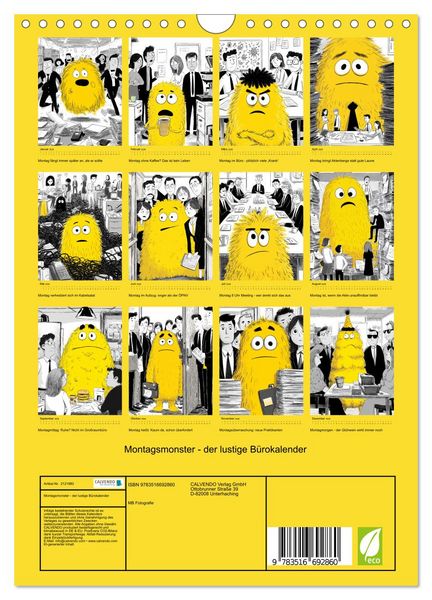 Produktbild: Montagsmonster - der lustige B&uuml;rokalender (Wandkalender 2026 DIN A4 hoch), CALVENDO Monatskalender