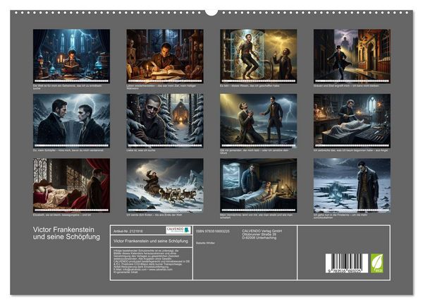 Produktbild: Victor Frankenstein und seine Sch&ouml;pfung (hochwertiger Premium Wandkalender 2026 DIN A2 quer), Kunstdruck in Hochglanz